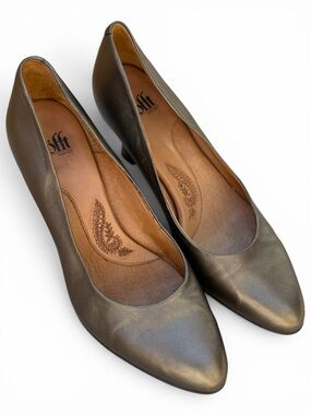 Sofft Bronze Metallic Leather Kitten‎ Heel Pumps Womens 9.5 Narrow
